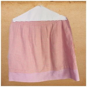 Ann Taylor Loft Cream, Orange/Coral, & Pink Striped Skirt w/ Pleats • Size 10